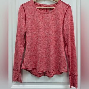 Prana Heathered Coral-Pink Long Sleeve Crew Top